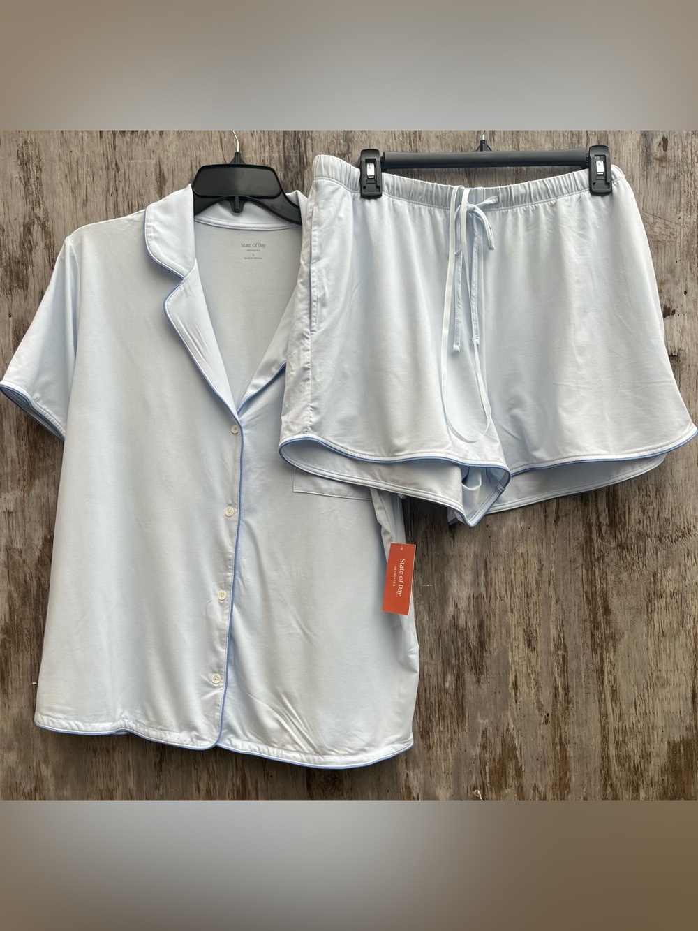 State of Day Women's Modal Fluid Knit Notched-Collar Pajama Set Country Air XL